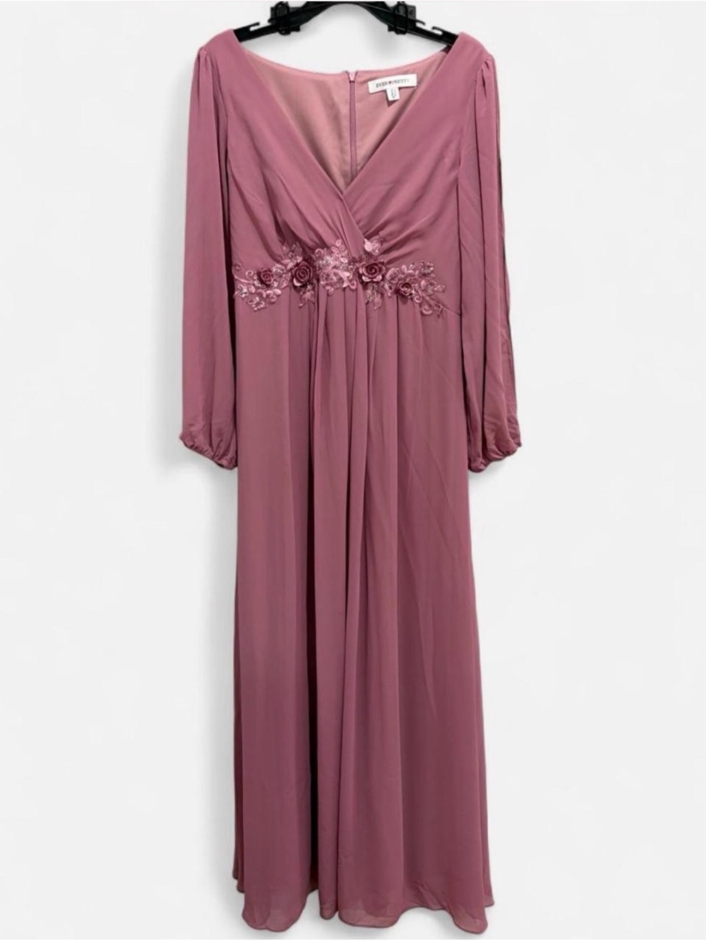 Ever Pretty Dusty Mauve Long Sleeve Chiffon Gown